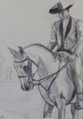 Portuguese horse-rider on a Lusitano horse
